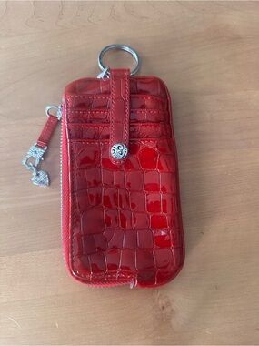 Brighton Red Croc-Embossed Wristlet Key Pouch